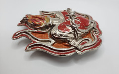 HEAVY METAL MFG Belt Buckle Flaming Heart Barb Wire Made in USA HOT MESS See Pic