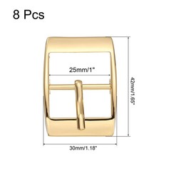 8Pcs 1&Prime; Single Prong Belt Buckle Square Center Bar Buckles Light Gold