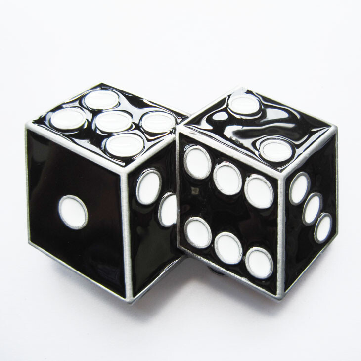 Black Dices Casino Craps Gamble Gambling Enamel Metal Belt Buckle