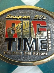 Snap On Tools Big Time Building the Future Solid Brass Belt Buckle Vintage 1990s