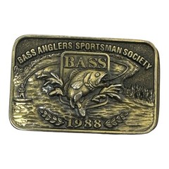 Belt Buckle Vintage 1988 BASS Bass Anglers Sportsman Society Brass USA Made