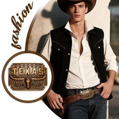 Men&rsquo;s Cowboy Vintage Metal Belt Buckles Large Size Bullhead Element Gold /Silver