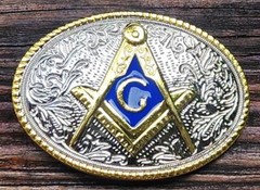 MASON FREEMASONS MASONIC SILVER GOLD WESTERN COWBOY RODEO BELT BUCKLE