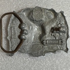 Deer Buck Belt Buckle Mountains Scene Antlers 1994 Reissue Collectible