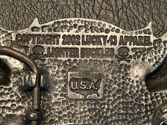 2002 LUCKY-13 APPAREL LIGHTER BELT BUCKLE, pewter, nice