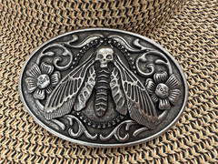 Vintage Western Moth Belt Buckle Metal Skull Insect Goth Punk Yallternative