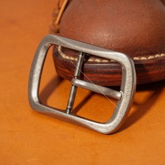 40mm Men Vintage Silver Western Leathercraft Center Bar Leather Belt Buckle