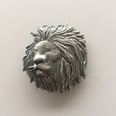 Vintage Distressed Lion Head Animal Wildlife Western Belt Buckle