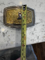 Vtg Atchison Topeka & Santa Fe Railroad ATSF Chico Gold Silver Belt Buckle BHN