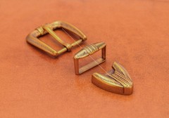 25MM Gold Plated Western Cowboy Prong Leathercraft 3-Piece Set Pin Belt Buckle