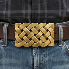 Bold Irish Celtic Knot Men&rsquo;s Belt Buckle Antique Bronze Plated Fits 1.5&Prime; Belts