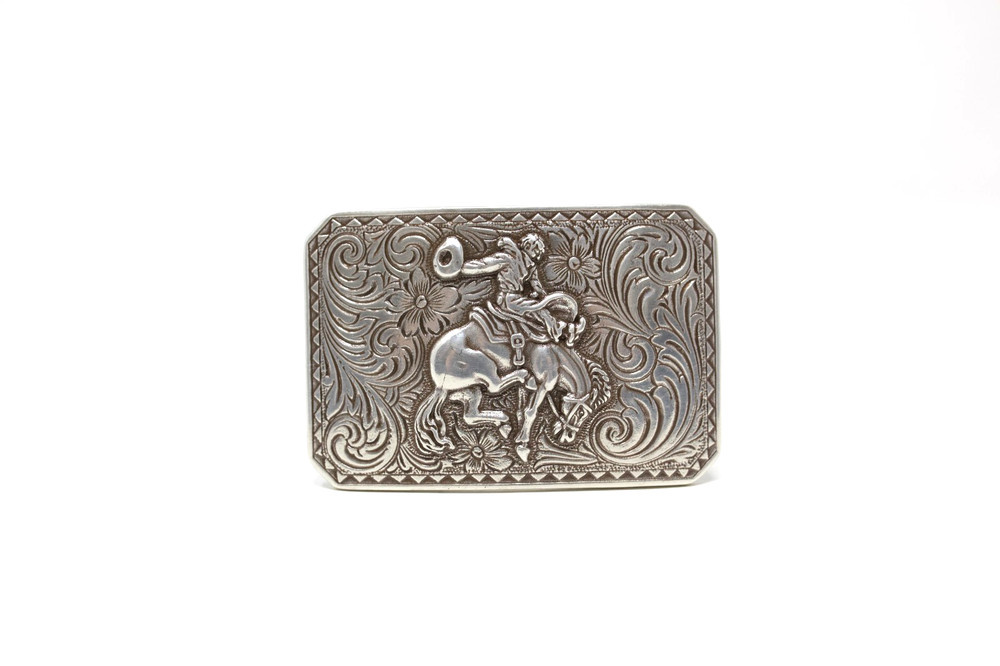 Silver Bronco Rider Western Cowboy Belt Buckle, (1.5 ») Removable Western Buckle
