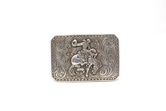 Silver Bronco Rider Western Cowboy Belt Buckle, (1.5 ») Removable Western Buckle