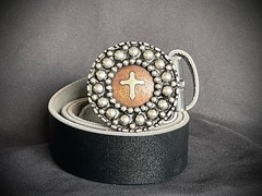 Handmade Round Cross Belt Buckle Gothic Rock Metal Darren McNeese