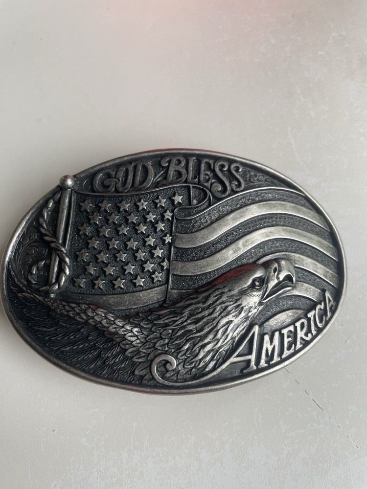 Nocona God Bless America Buckle American Flag Belt Buckle