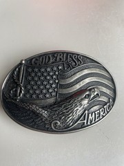Nocona God Bless America Buckle American Flag Belt Buckle