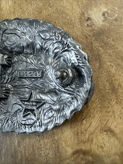 AMERICAN EAGLE HEAD ATTACKING BEAK SILVER COLOR VINTAGE 1993 EGE BELT BUCKLE USA