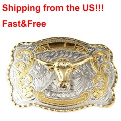 Belt Buckle Bull 5.5&Prime; x 4&Prime; For 1.5&Prime; Belt Men Big Cowboy Western Animal Rodeo NEW