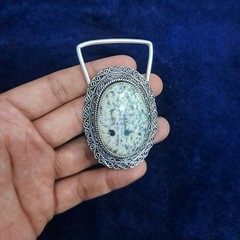 Natural K2 Jasper Silver Plated Belt Buckle Handmade Gemstone Western Boho