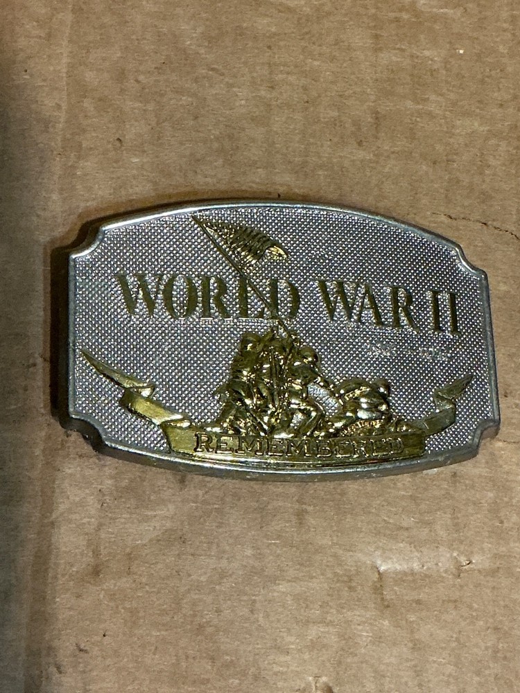 Used Colorful Metal Alloy “World War ll Remembered” Belt Buckle