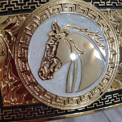 Horse Western Belt Buckle Rose Tone And Silver Rare Piece With Details Cowboy