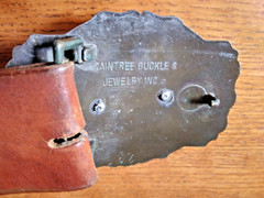 Raintree Grizzly Bear Buckle & Size 38 Leather Belt