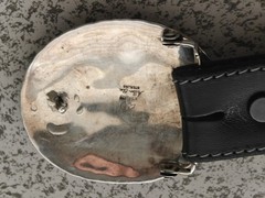 Allen Chee Eagle Sterling Silver Buckle Leather Belt Turquoise 38&Prime; Navajo Dine