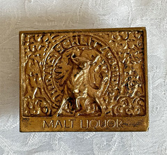 Vintage Schlitz Malt Liquor Belt Buckle Brass Tone Bull Beer Advertising