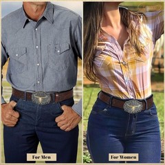 JASGOOD Men&rsquo;s Western Leather Belt, Cowboy Fit Waist Size 34 »-38 », Coffee