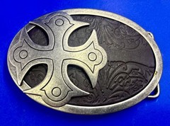 Maltese Celtic Iron Cross Gothic Punk Biker Black & Silver Color Belt Buckle