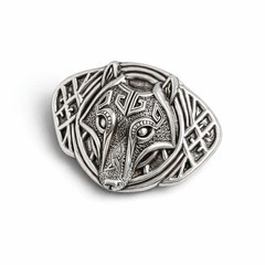 Celtic Wolf Head Belt Buckle, Zamak Alloy, Fits 1.5 Inch Belt