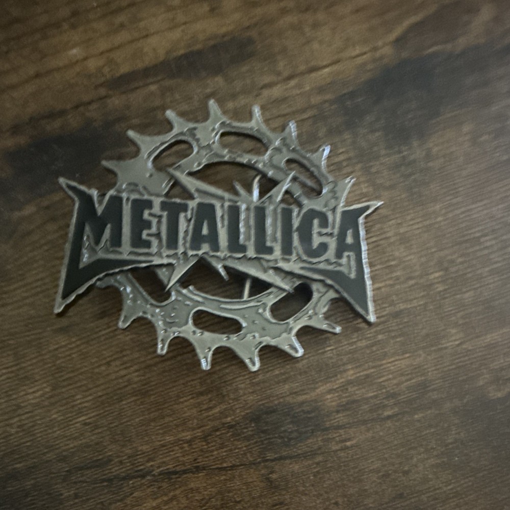Metallica Belt Buckle Silver Tone Metal Logo Interchangeable Fits 1.5 in
