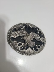Vintage EAGLE BELT BUCKLE BLACK SHADOW 3 1/2 X 2 3/4 PEWTER. U.S.A Made Legends