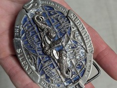 vintage USN belt buckle US NAVY pewter SUBMARINE the silent service WESTERN