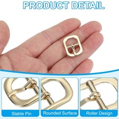 8Pcs 0.5&Prime; Single Prong Metal Roller Pin Belt Buckles Light Gold/Black