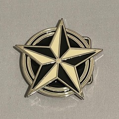 Star Belt Buckle Unbranded Silver Black Ivory Enamel Metal Western Accessory