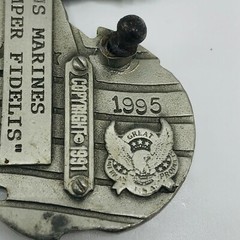 Vintage US Marines CorpBelt Buckle Semper Fidelis Pewter Metal 1995 Globe Anchor