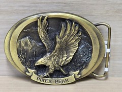 C&J Inc. Vintage 1994 Pikes Peak Eagle Belt Buckle Bronze Tone 3.5&Prime; Western