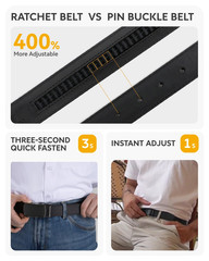CHAOREN Mens Belt – Ratchet 32&Prime; to 38&Prime; Waist Adjustable, Black