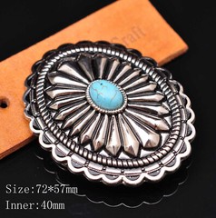 Bling Silver Southeast DIY Floral Turquoise Leather Belt Buckle Replacement 40mm