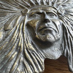 vintage 1970s belt buckle CHIEF native american INDIAN HEAD cowboy WESTERN brass