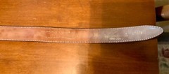 Mexico Silver Gold Overlay Engraved Flower Ranger Buckle Brown Tooled Belt 36&Prime;