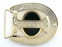 Natural Black 40×30 Onyx Western Horseshoe Belt Buckle EPBB99