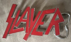 Slayer Band Logo Red Silver Metal Clip Belt Buckle for Men Rock Music Theme