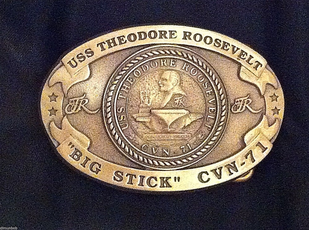 USS Theodore Roosevelt Custom made Navy Belt Buckle CVN-71 (Solid Brass)