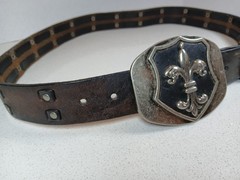Fleur De Lis Iron Cross Belt Buckle Brushed Distress Metal With Levis BELT
