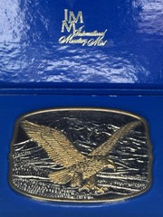 AMERICAN EAGLE BELT BUCKLE Layer 24K Gold by INTERNATIONAL MONETARY MINT NEW COA