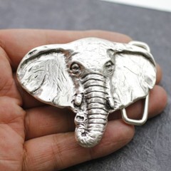Elephant Belt Buckle Antique Look Antique Silver – Solid Vintage Buckle with Detail