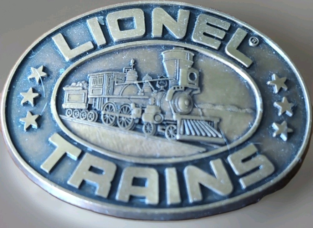 1978-Lionel Men’s Oval Western Belt Buckle Train Logo Metal Gold/Black Fits 1.5&Prime;