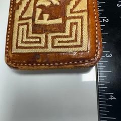 Vintage Leather Belt Buckle Western Style Geometric Embroidered F R